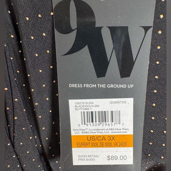 Nine West black and gold studded wide leg flowy palazzo pants size 3X NWT - Picture 8 of 9